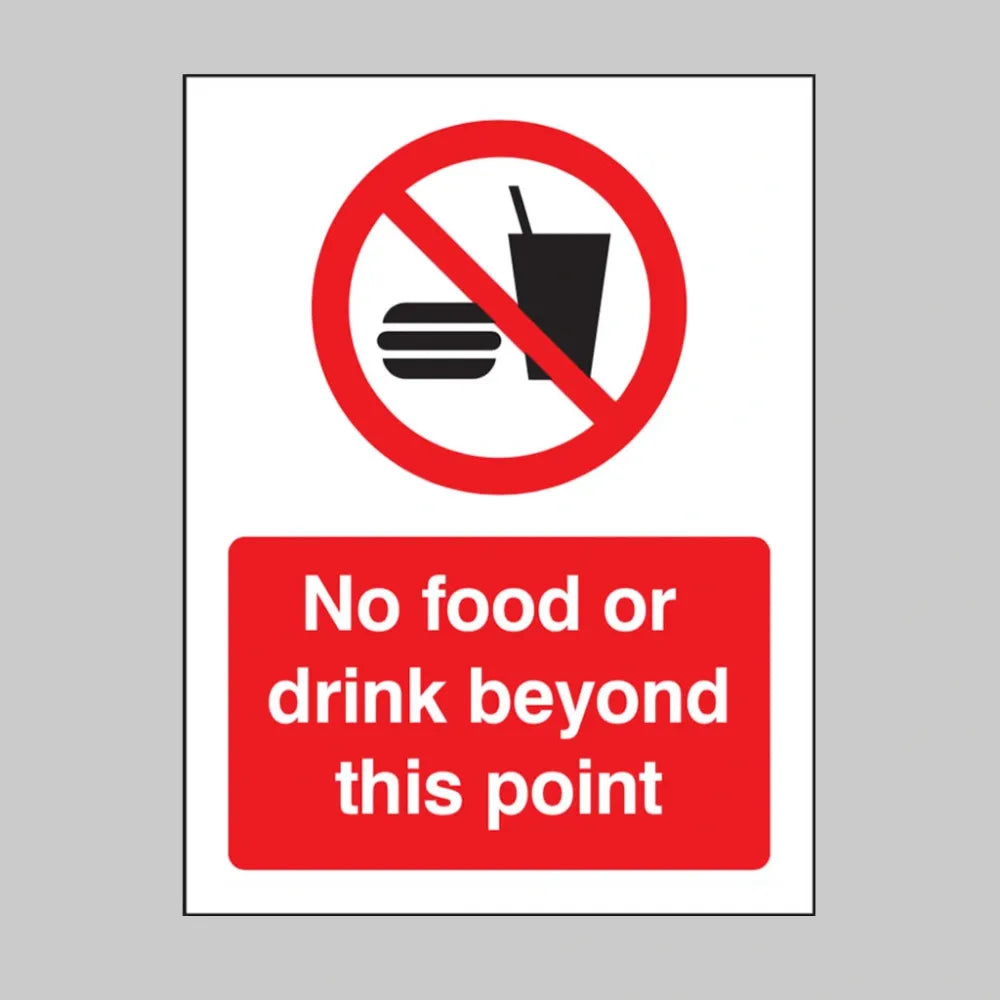 13675E No food or drink beyond this point Rigid Plastic (200x150mm) Safety Sign