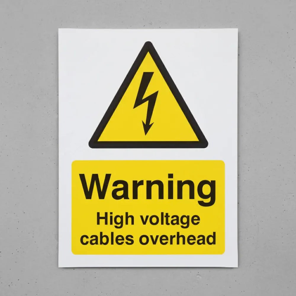 Warning high voltage cables overhead
