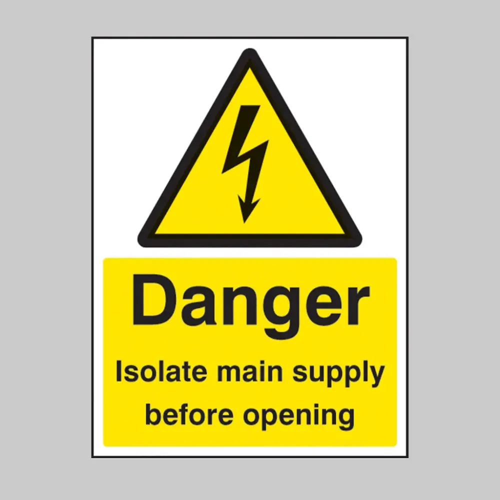 Danger isolate main supply before opening