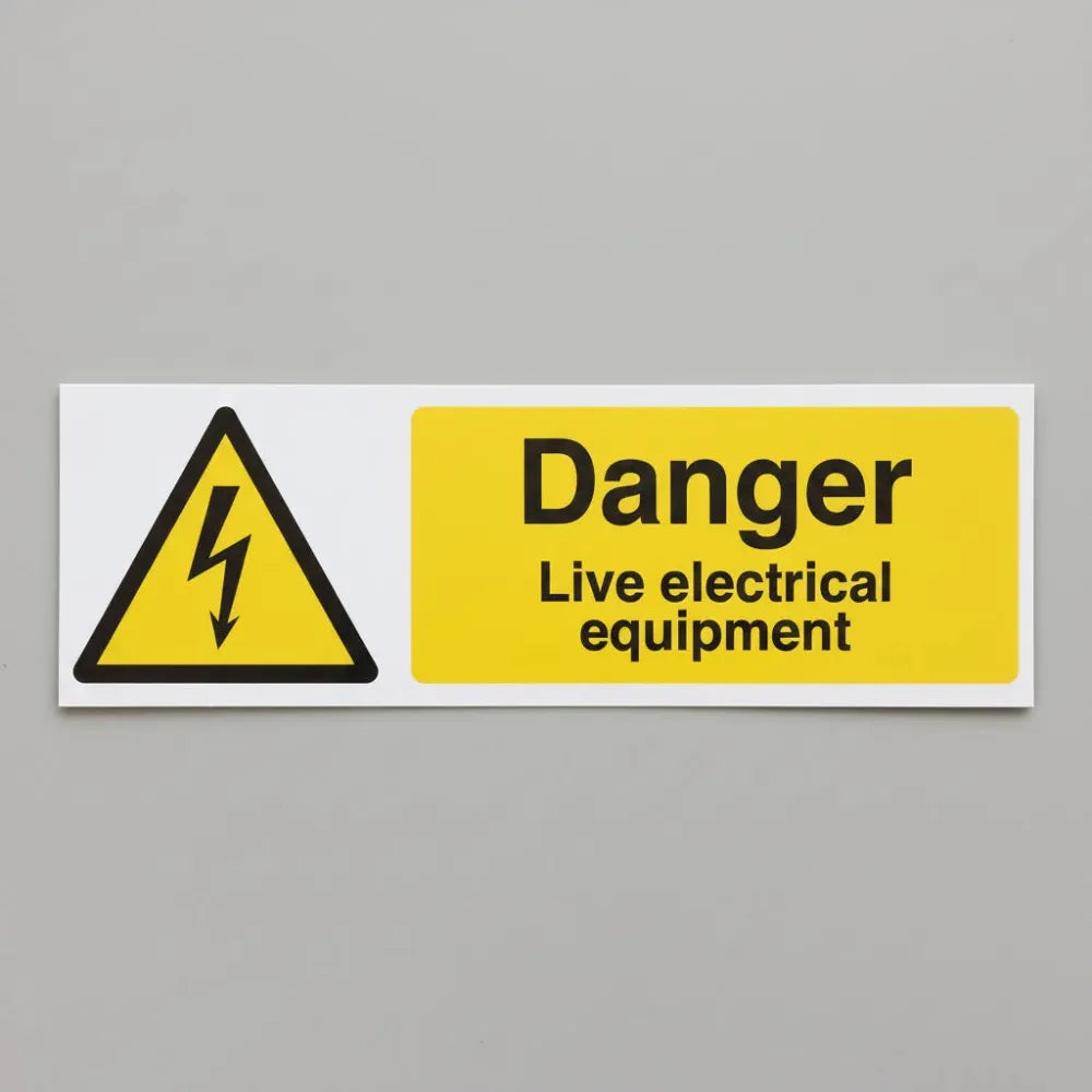 14073G Danger Live electrical equipment Rigid Plastic (300x100mm) Safety Sign