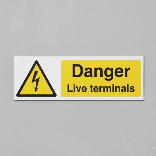 14074G Danger Live terminals Rigid Plastic (300x100mm) Safety Sign
