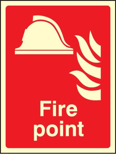 41014K Fire point Photoluminescent S/A Vinyl (400x300mm) Safety Sign