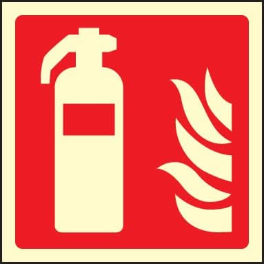 41018C Fire extinguisher symbol Photoluminescent S/A Vinyl (150x150mm) Safety Sign