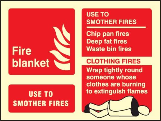 41246D Fire blanket identification Photoluminescent S/A Vinyl (100x150mm) Safety Sign
