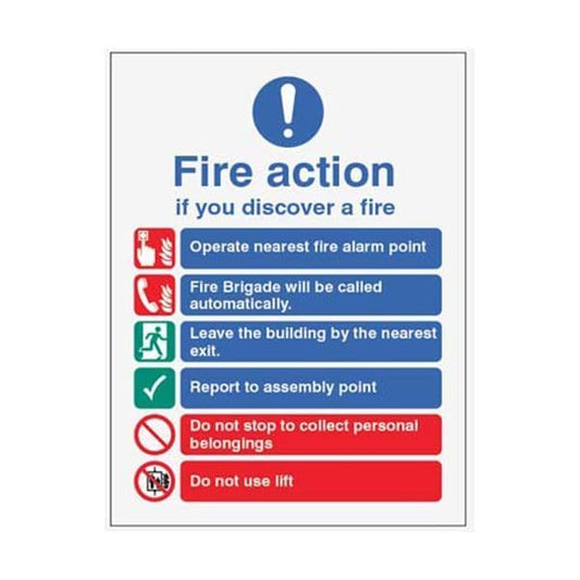 41408E Fire action auto dial with lift sign - Photoluminescent S/A Vinyl (200x150mm)