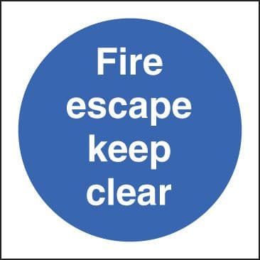 41605B Fire escape keep clear Photoluminescent S/A Vinyl (80x80mm) Safety Sign
