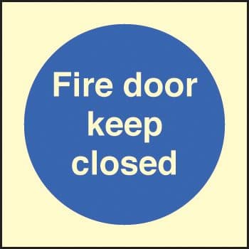 41616B Fire door keep closed Photoluminescent S/A Vinyl (80x80mm) Safety Sign