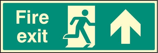42007M Fire exit - straight on Photoluminescent S/A Vinyl (600x200mm) Safety Sign