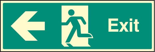 42011L Exit - left Photoluminescent S/A Vinyl (450x150mm) Safety Sign