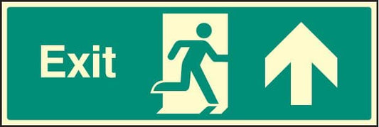 42015M Exit - straight on Photoluminescent S/A Vinyl (600x200mm) Safety Sign