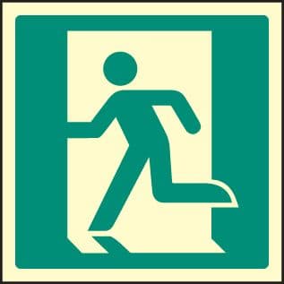 42039C Running man - left Photoluminescent S/A Vinyl (150x150mm) Safety Sign