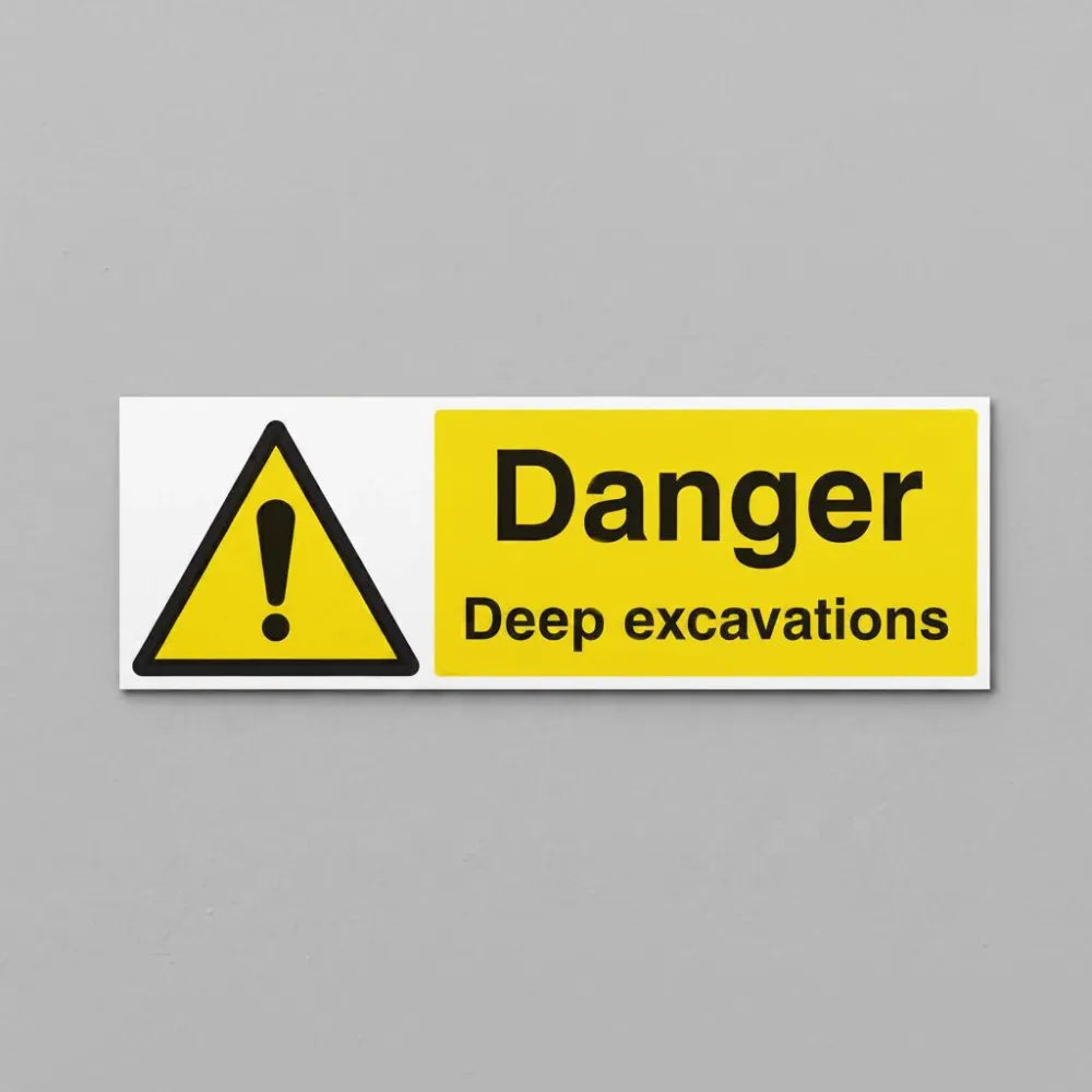 24204M Danger deep excavations Self Adhesive Vinyl (600x200mm) Safety Sign