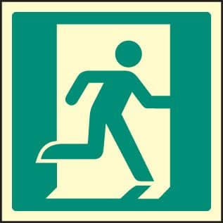42040C Running man - right Photoluminescent S/A Vinyl (150x150mm) Safety Sign