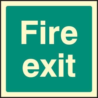 42041F Fire exit Photoluminescent S/A Vinyl (200x200mm) Safety Sign