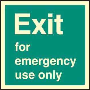 42042F Exit emergency use Photoluminescent S/A Vinyl (200x200mm) Safety Sign