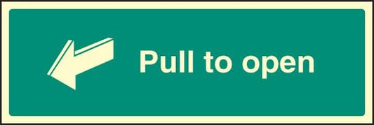 42048L Pull to open Photoluminescent S/A Vinyl (450x150mm) Safety Sign