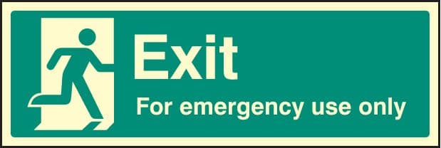 42064L Exit for emergency use only Photoluminescent S/A Vinyl (450x150mm) Safety Sign