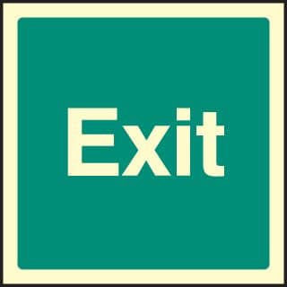 42122F Exit - text only Photoluminescent S/A Vinyl (200x200mm) Safety Sign