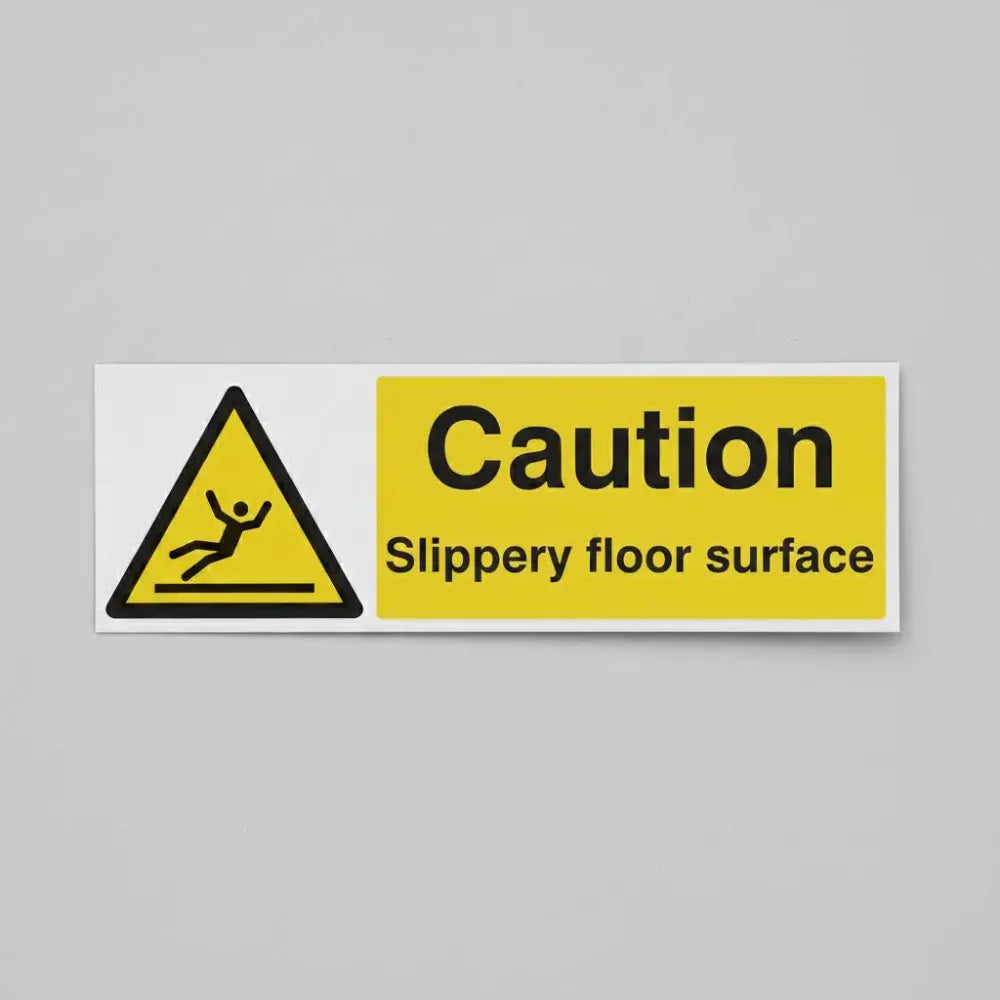84213G Caution slippery floor surface Quick-Fix Rigid PVC with SAV Backing (300x100mm) Safety Sign