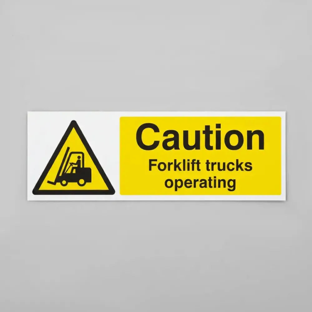 Caution forklift trucks operating