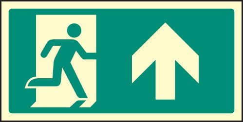 42150X Arrow ahead intermediate marker Photoluminescent S/A Vinyl (200x100mm) Safety Sign