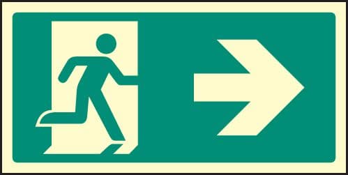 42153V Arrow right intermediate marker Photoluminescent S/A Vinyl (300x150mm) Safety Sign