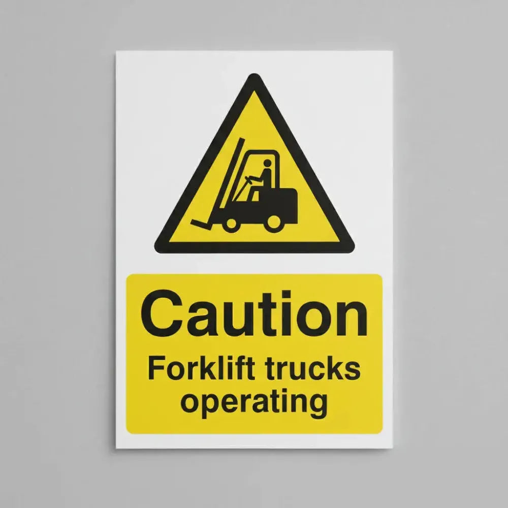 Caution forklift trucks operating