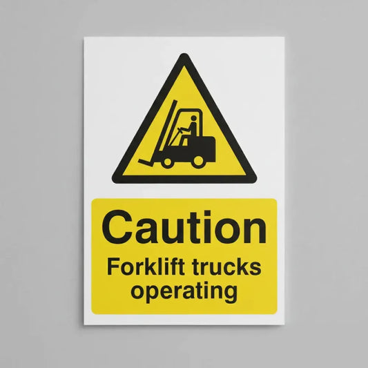 Caution forklift trucks operating