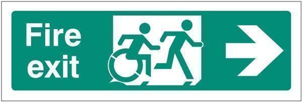 42163G Disabled fire exit arrow right - inclusive design Safety Sign