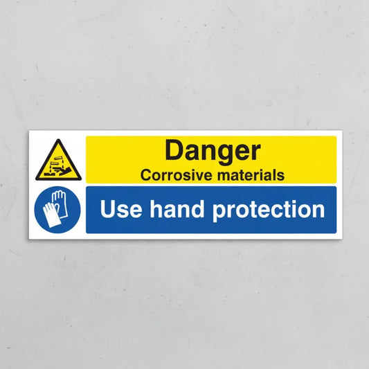 Danger corrosive materials use hand protection