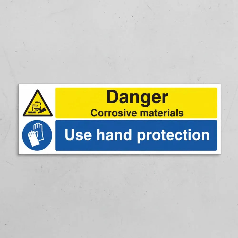 Danger corrosive materials use hand protection