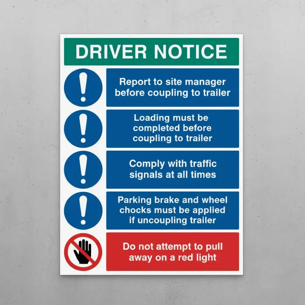 Driver notice Coupling to trailer