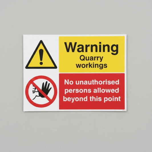 Warning Quarry workings, no unathorised persons allowed beyond this point