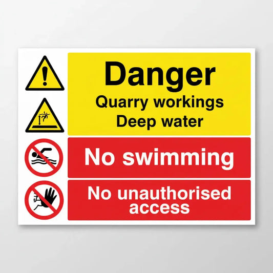 Danger Quarry workings, deep water, no swimming, keep out