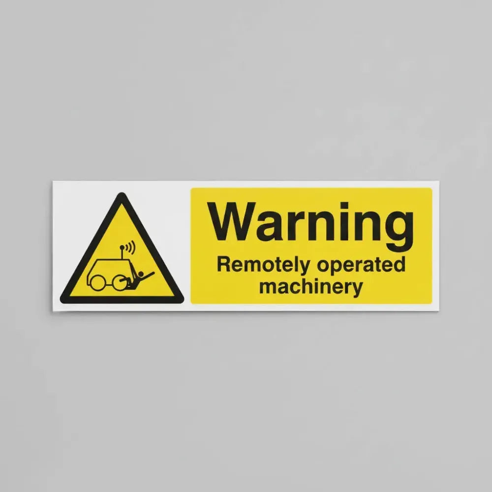 14316M Warning Remotely operated machinery Rigid Plastic (600x200mm) Safety Sign