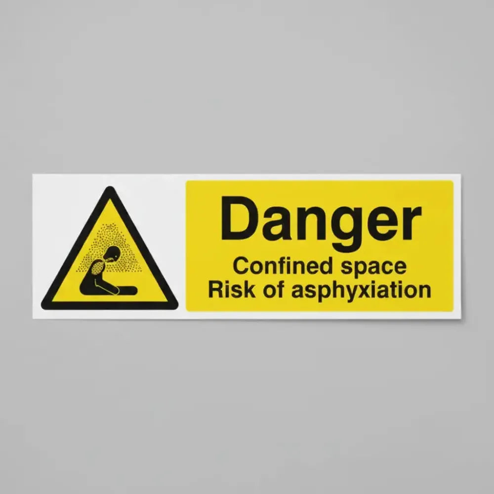 14325G Danger Confined space Risk of asphyxiation Rigid Plastic (300x100mm) Safety Sign