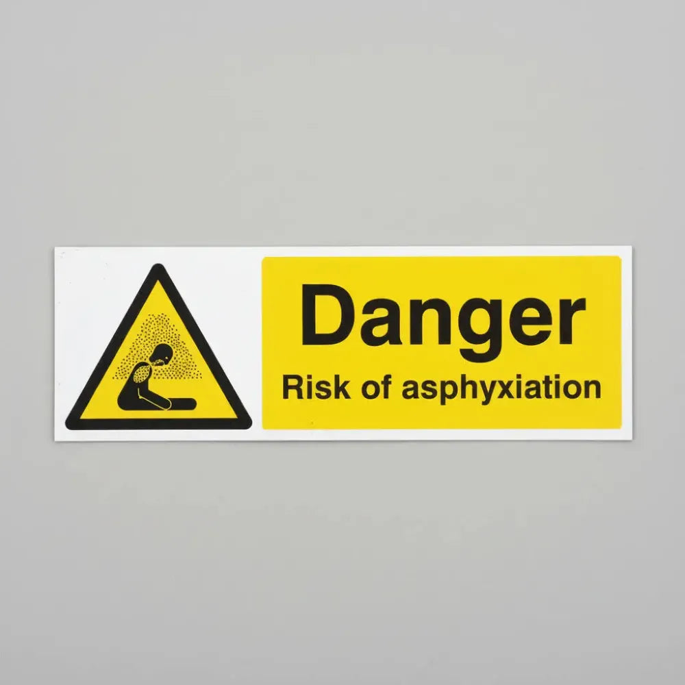 24326M Danger Risk of asphyxiation Self Adhesive Vinyl (600x200mm) Safety Sign