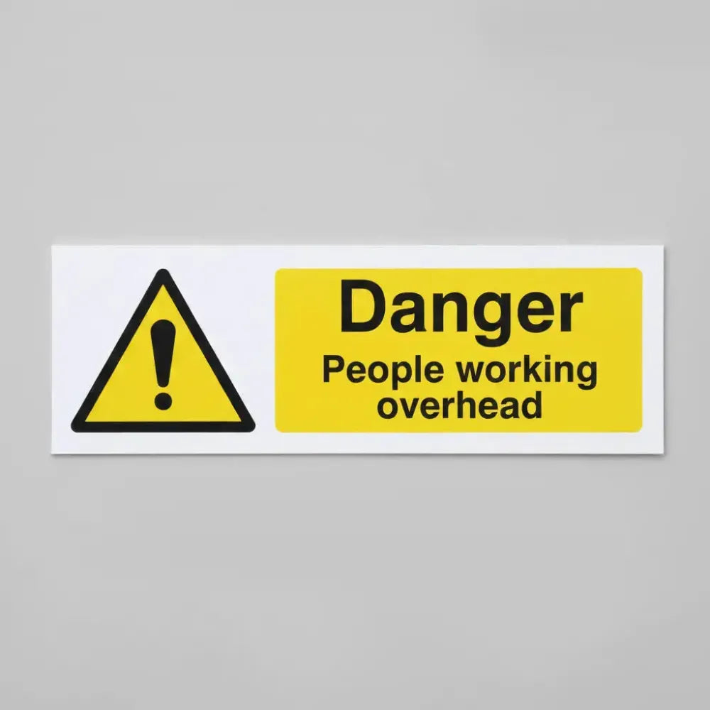 24335M Danger people working overhead Self Adhesive Vinyl (600x200mm) Safety Sign