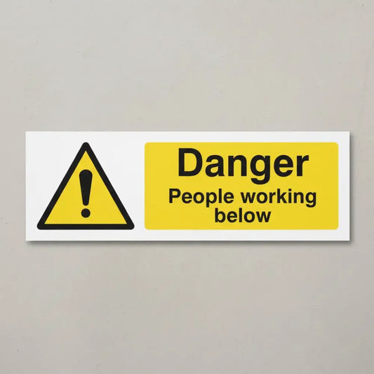 14336G Danger people working below Rigid Plastic (300x100mm) Safety Sign