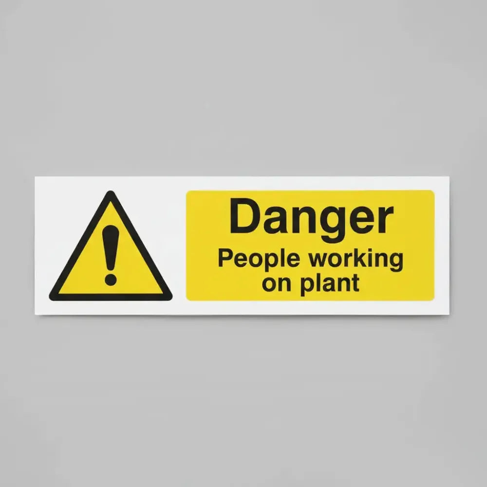 14337M Danger people working on plant Rigid Plastic (600x200mm) Safety Sign