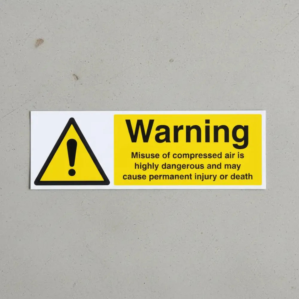 Warning misuse of compressed air is highly dangerous