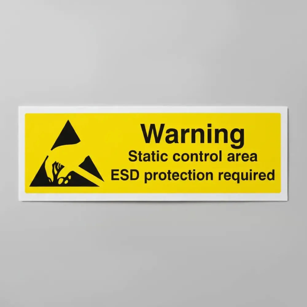 Warning static control area ESD protection required