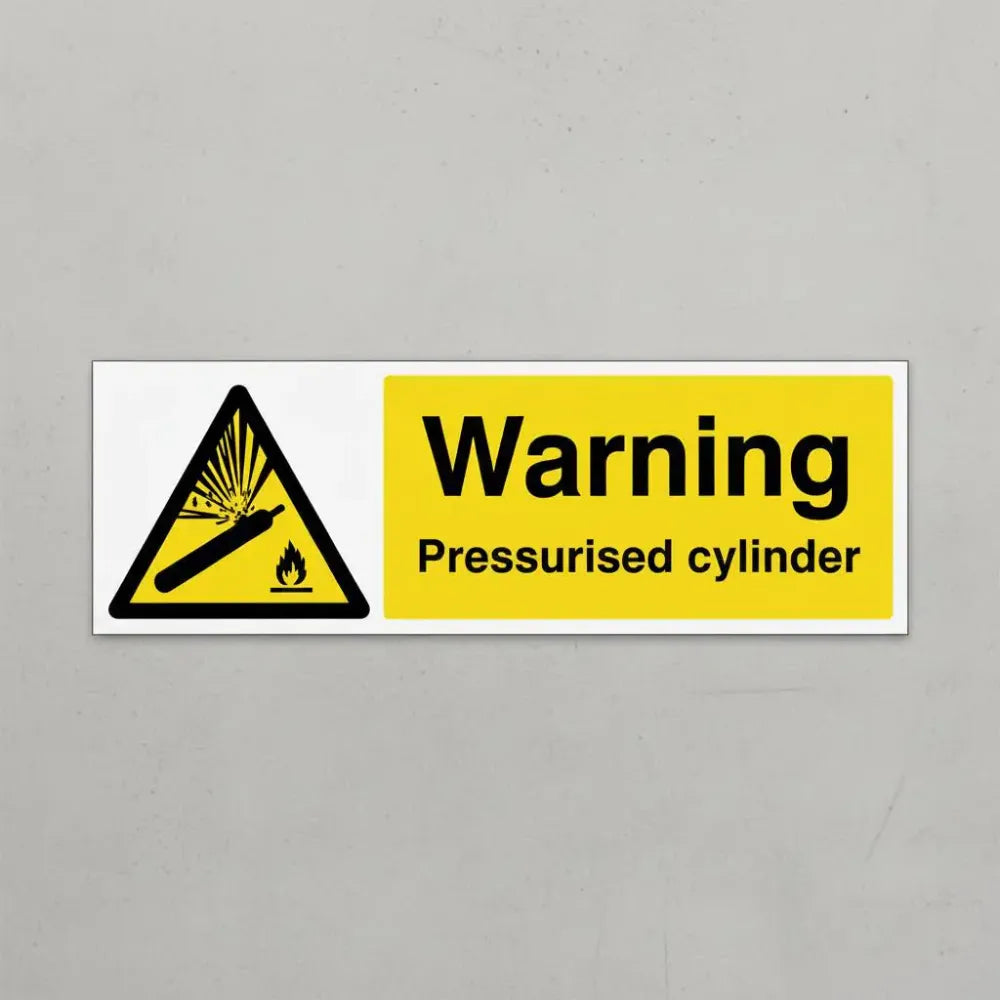 14520M Warning Pressurised cylinder Rigid Plastic (600x200mm) Safety Sign