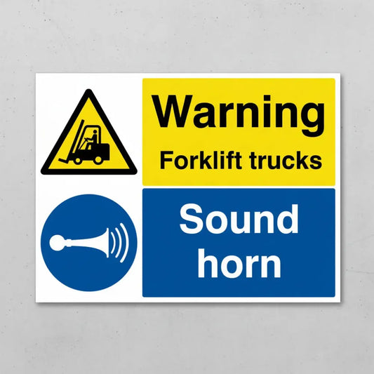 Warning forklift trucks sound horn