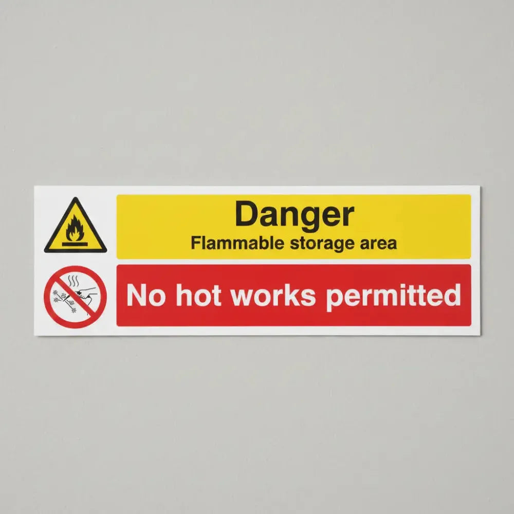 Danger Flammable storage area No hot works permitted
