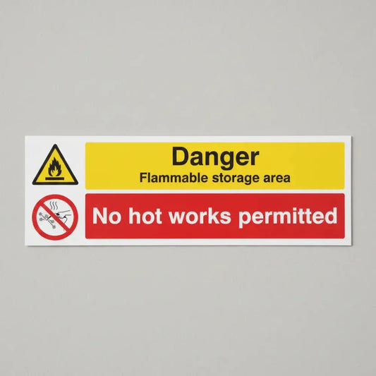 Danger Flammable storage area No hot works permitted