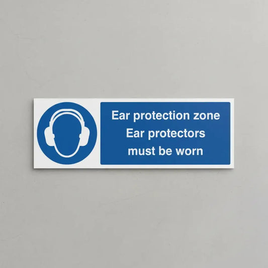 Ear protection zone ear protectors must be worn