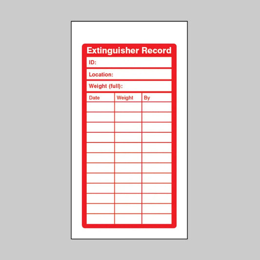 51080 Fire Extinguisher Inspection Record Tags (pack of 10) 80x150mm Miscellaneous - Rigid Plastic