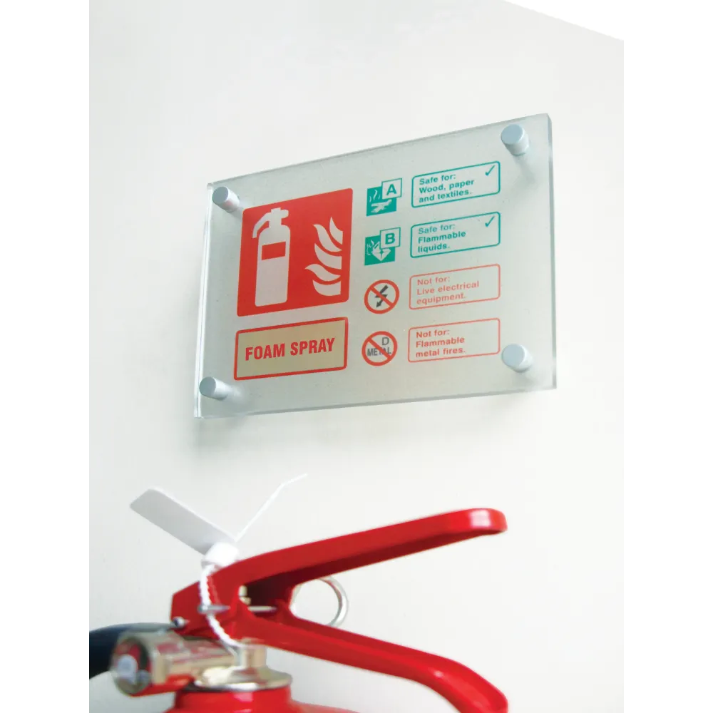 Fire ID - Foam visual impact sign 200x150mm c/w stand off locators