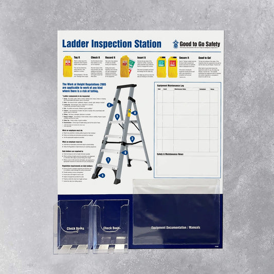 51396 GTG Ladder Inspection Station 2: dispensers, 1 pocket, wipe-clean log (10mm foamex, 600x800mm) Miscellaneous